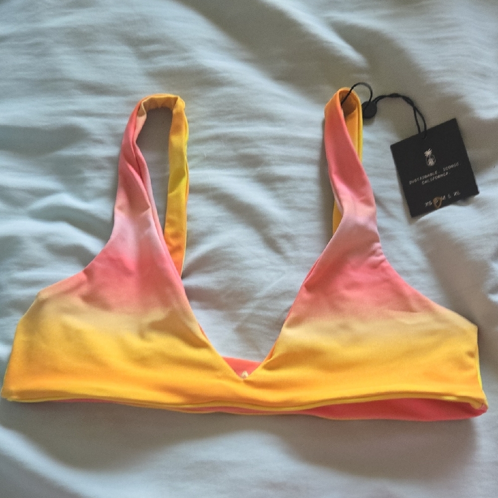 Skatie Pink and Yellow Bikini Top with Ombré Design